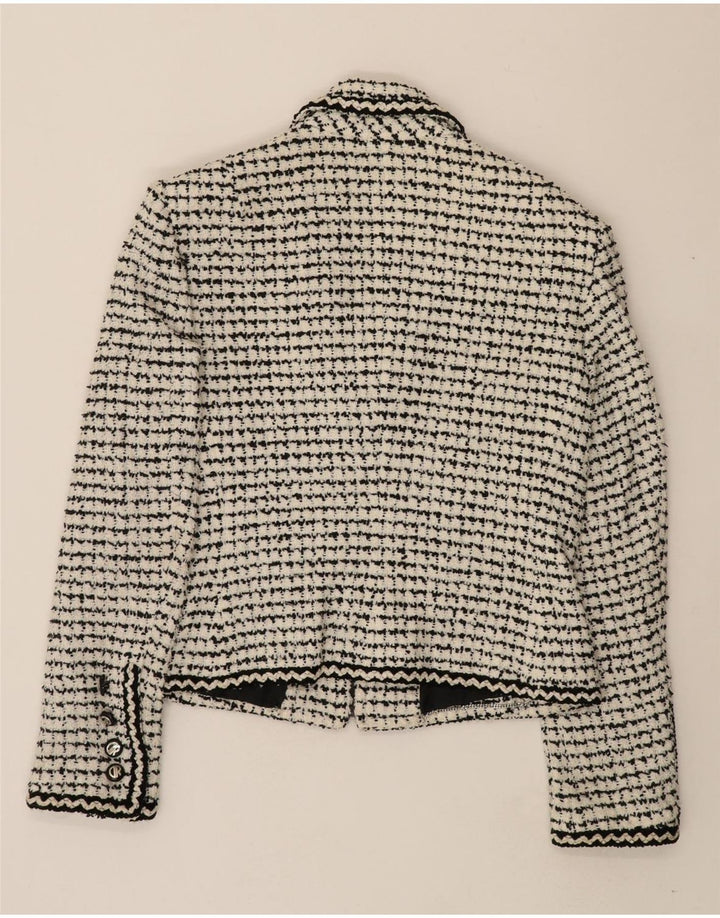 DANIEL & REBECCA Womens Crop Blazer Jacket US 12 Large Black Houndstooth Vintage Daniel & Rebecca and Second-Hand Daniel & Rebecca from Messina Hembry 
