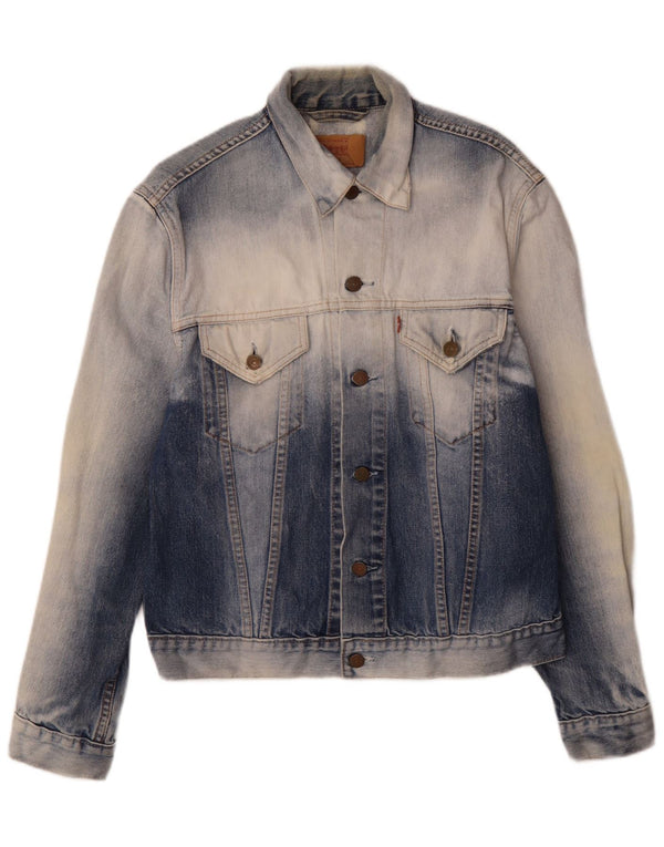 Levi's Veste en Jean Délavé à l'Acide Femme UK 18 XL Bleu Coton