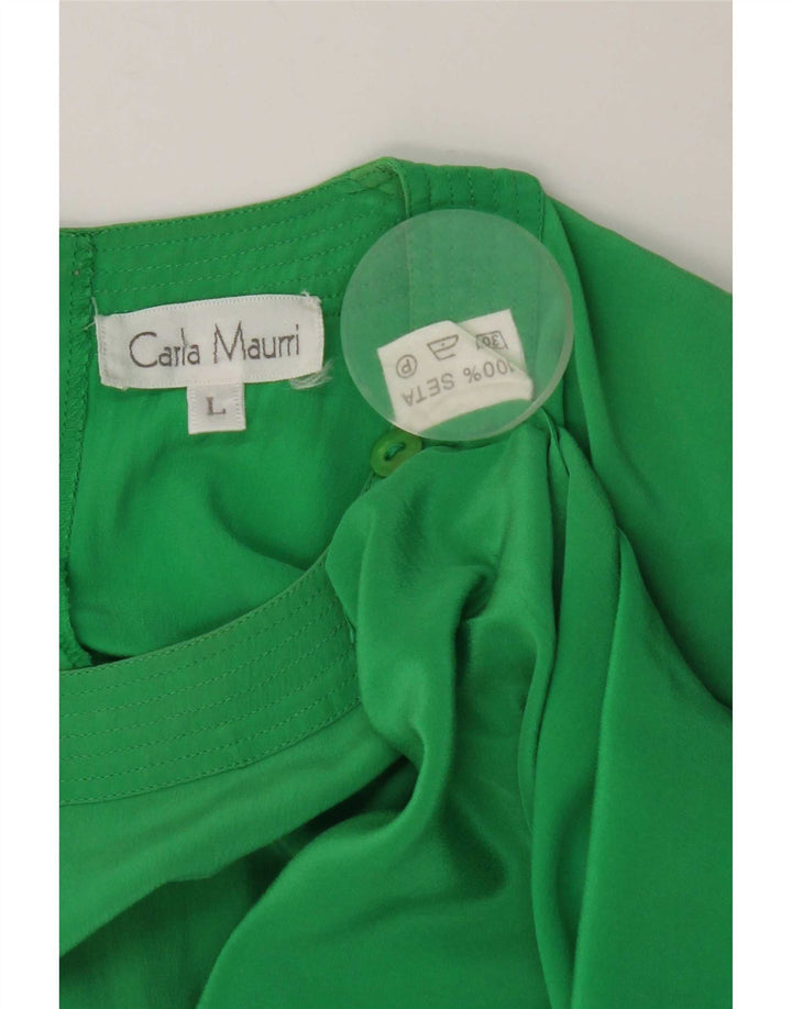 vintage Womens Blouse Top UK 16 Grande Soie Verte