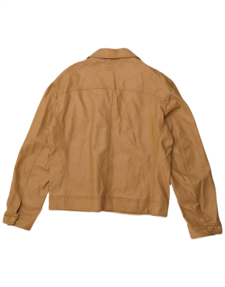VINTAGE Veste en cuir femme UK 18 XL Cuir Beige