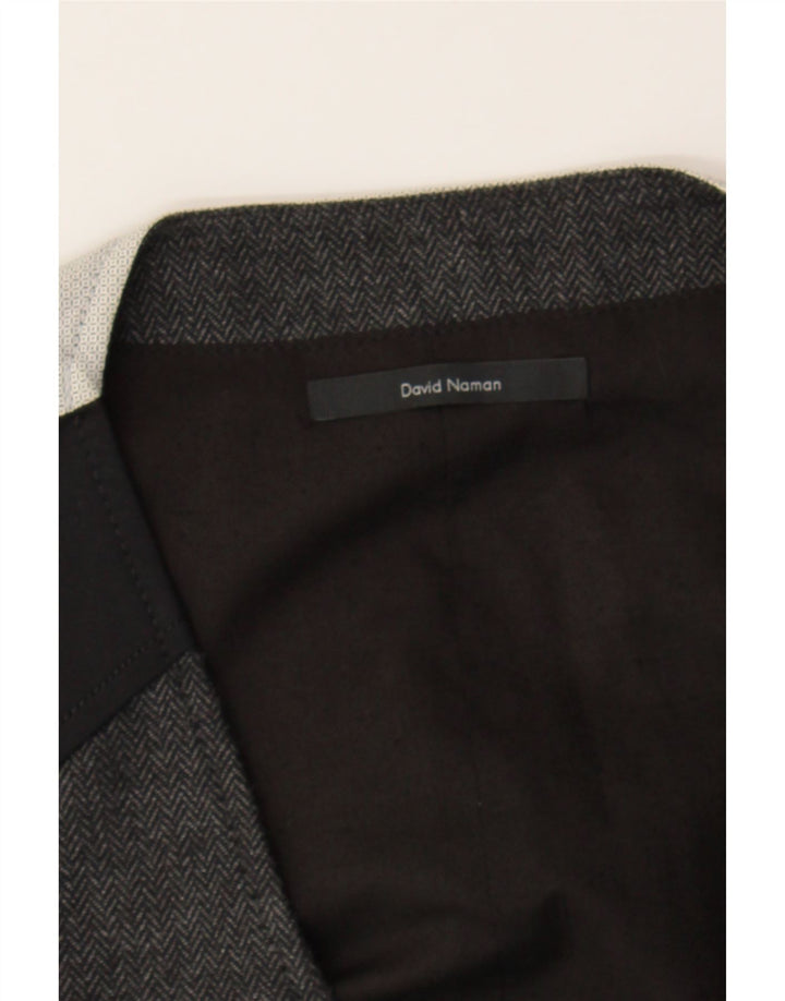 DAVID NAMAN Mens Waistcoat Medium Black Herringbone Cotton Vintage David naman and Second-Hand David naman from Messina Hembry 