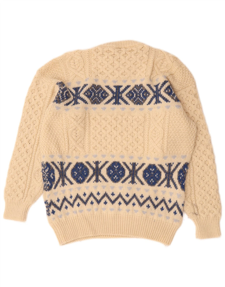 Bonner Pull à col rond pour homme en laine Fair Isle beige