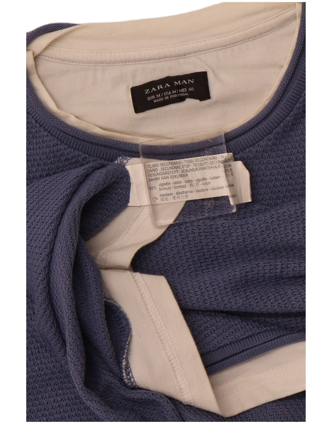 ZARA Homme T-Shirt Top Bleu Marine Moyen Coton