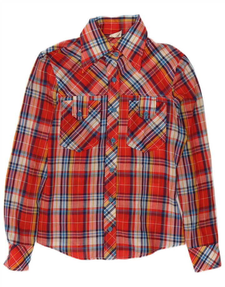 Chemise Vintage Filles 11-12 ans Rouge à Carreaux Polyester