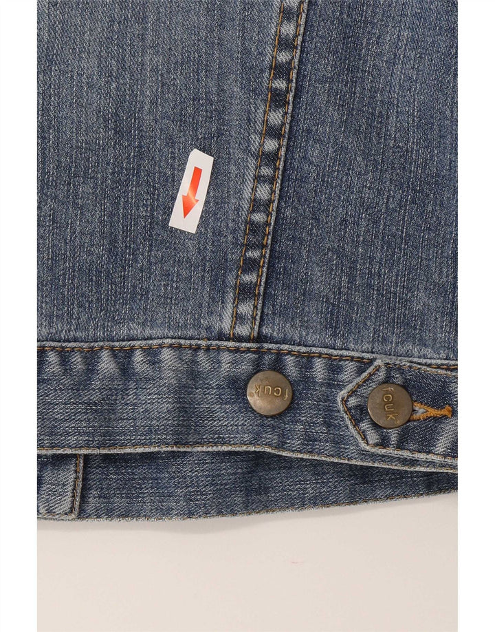 Fcuk Veste en jean coupe régulière pour femme UK 10 Petit coton bleu
