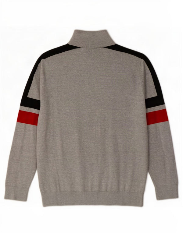 Fila Pull Col Zippé Homme Gris Moyen Colourblock Coton