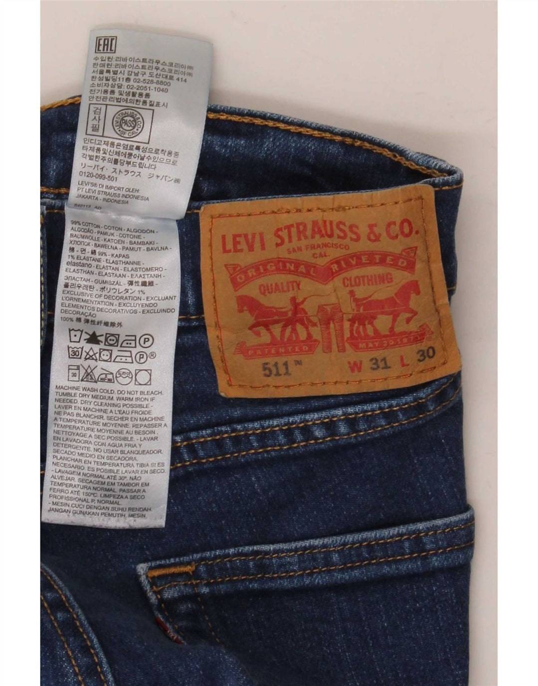 Levi's Jean Slim 511 Homme Bleu W31 L30 Coton