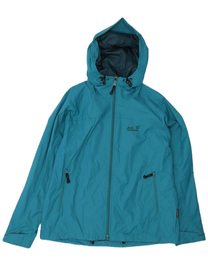 JACK WOLFSKIN Veste de pluie à capuche pour femme UK 18/20 XL Bleu Polyamide