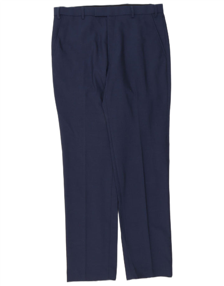 Marks & Spencer Pantalon de costume droit pour homme W34 L33 Bleu