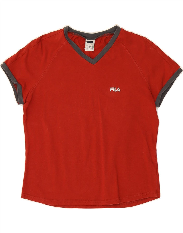 FILA Womens T-Shirt Top UK 16 Large Red Cotton Vintage Fila and Second-Hand Fila from Messina Hembry 