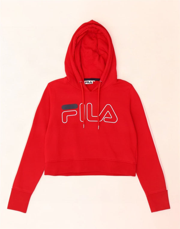Fila Pull à capuche surdimensionné pour femme UK 6 XS Rouge Coton