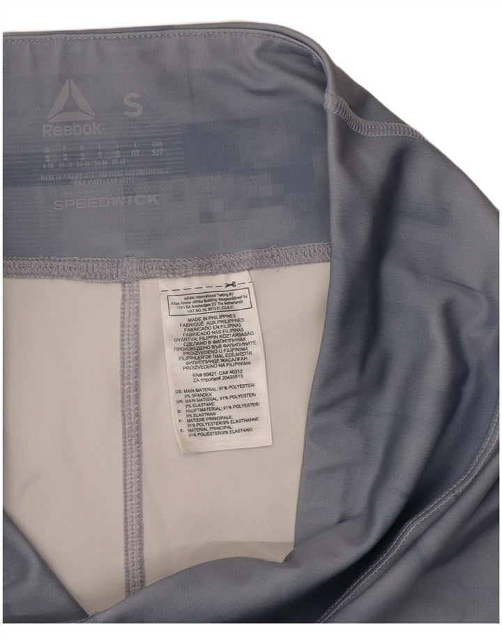 Reebok Leggings Graphic Crop Femme UK 8/10 Petit Bleu Polyester