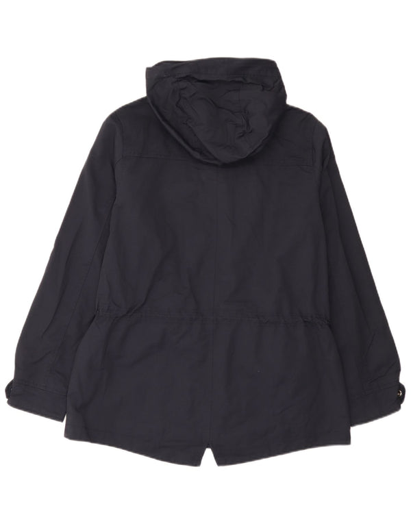 Crew Clothing Manteau imperméable surdimensionné à capuche pour femme UK 10 Small Bleu marine en coton
