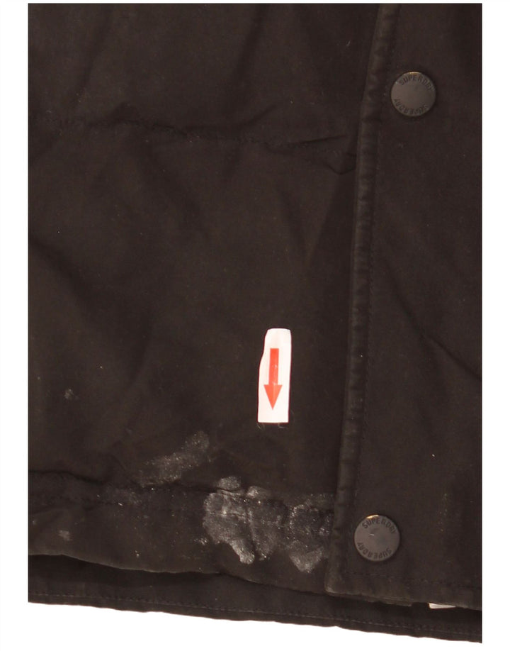 SUPERDRY Veste matelassée à capuche pour hommes UK 36 Small Noir Polyester