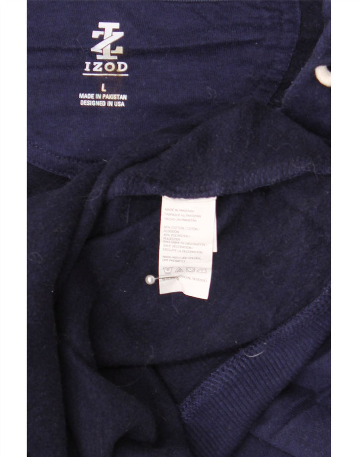 IZOD Pull à capuche zippé pour homme en coton bleu marine Taille L