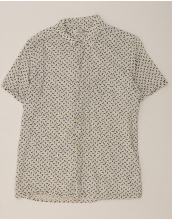 All Saints Chemise à Manches Courtes Homme Blanc cassé à pois