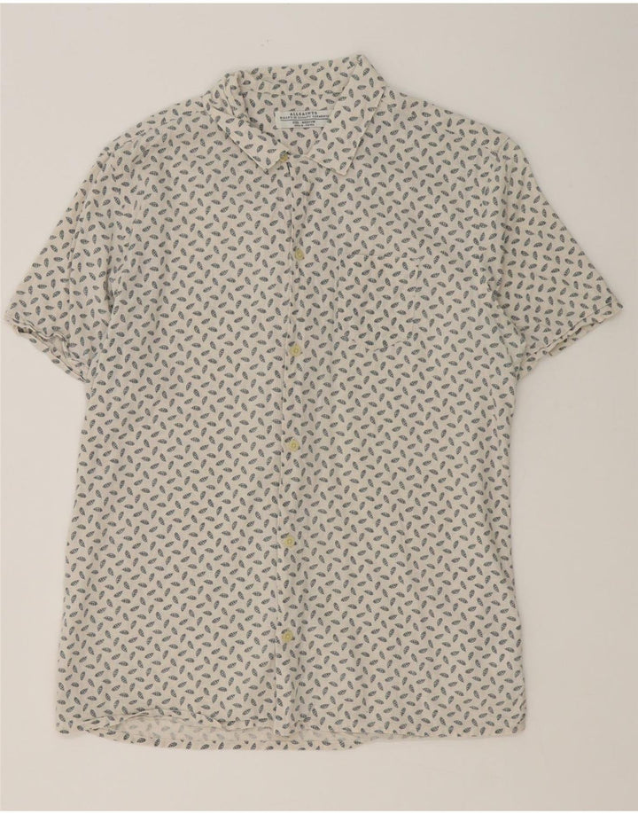 All Saints Chemise à Manches Courtes Homme Blanc cassé à pois