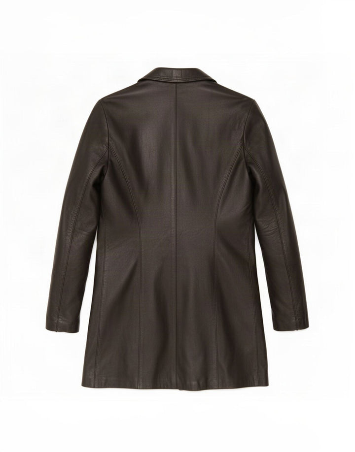 manteau en cuir femme vintage UK 10 Petit Noir