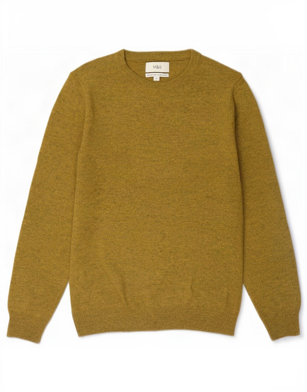 Marks & Spencer Pull col rond en laine mouchetée jaune moyen pour homme