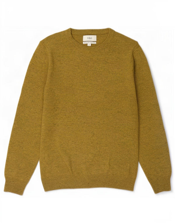 Marks & Spencer Pull col rond en laine mouchetée jaune moyen pour homme