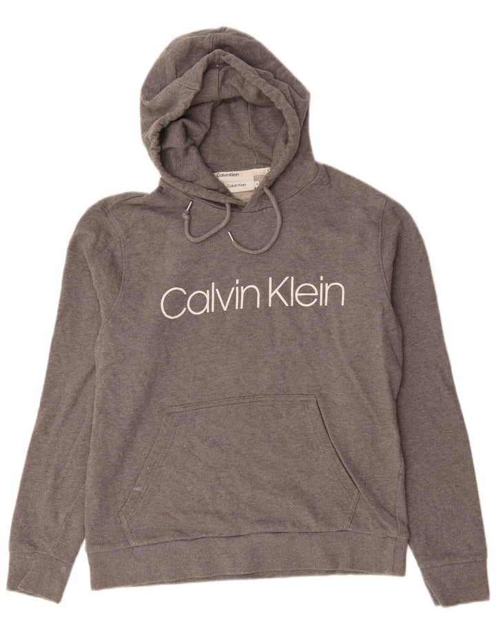 Calvin Klein Pull à Capuche Graphique Homme Gris Moyen Coton