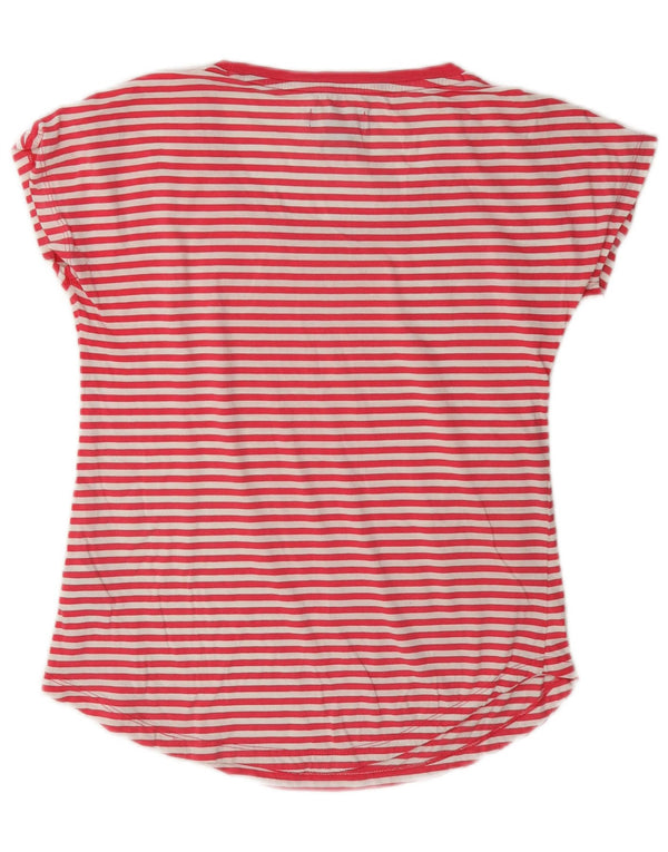 Adidas T-shirt graphique pour femme UK 10 Petit coton à fines rayures rouges
