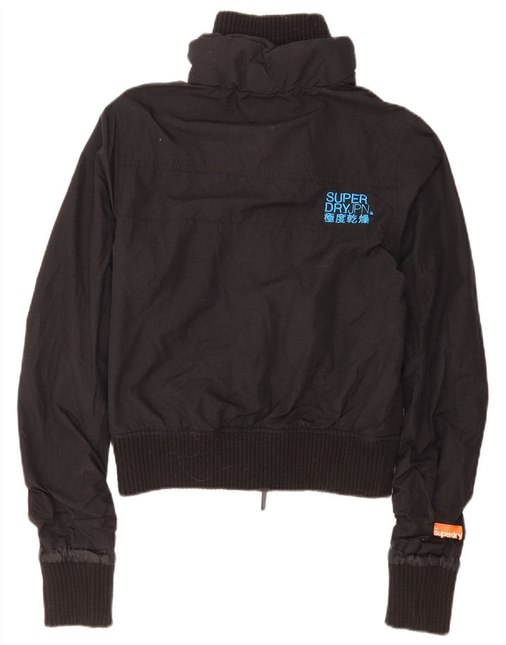 Superdry Veste Bomber Graphique Femme UK 10 Petit Nylon Noir