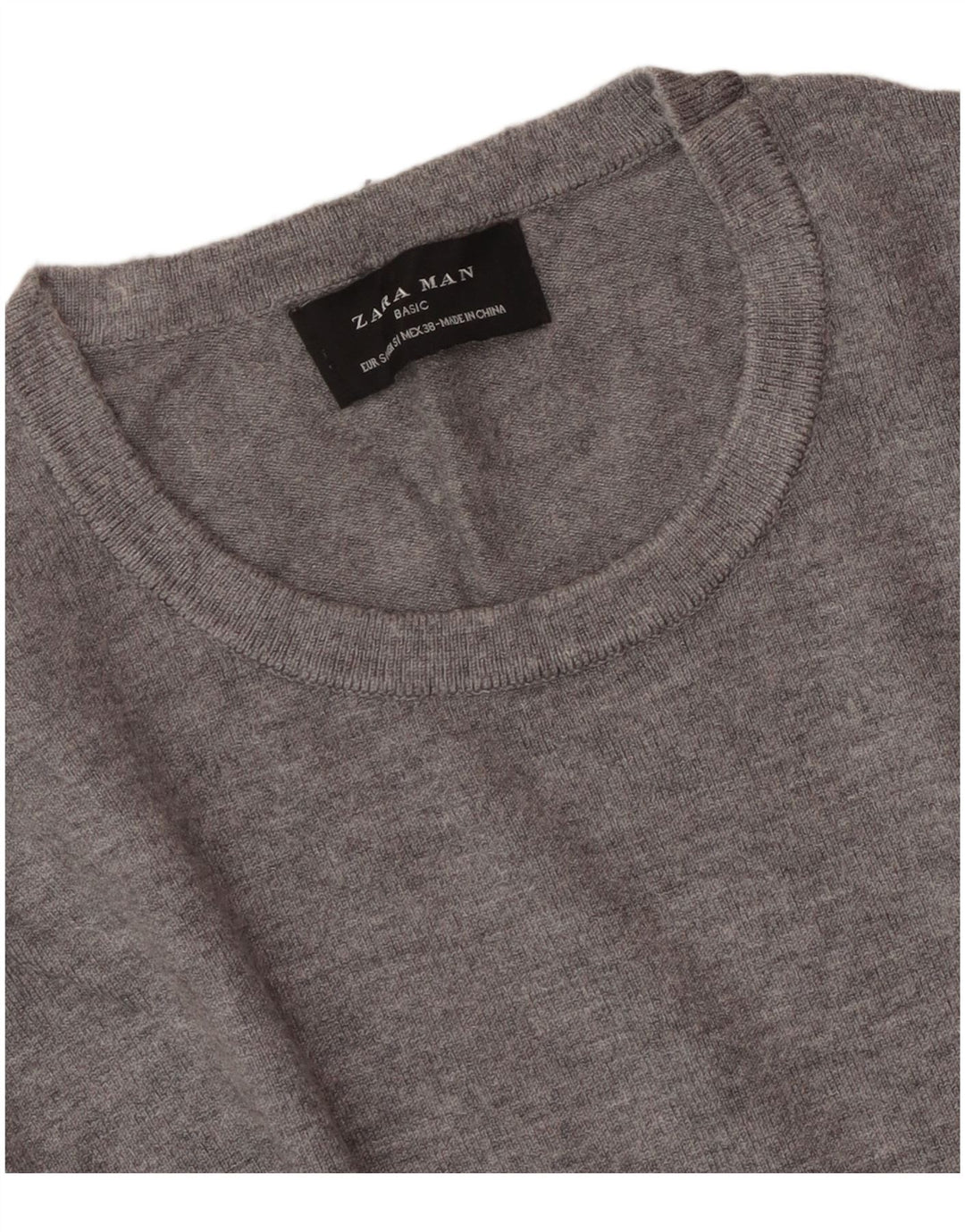 ZARA Pull à col rond pour homme Petit gris
