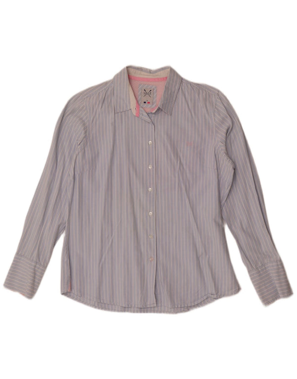 Crew Clothing Chemise Femme UK 14 Grand Coton Rayé Bleu