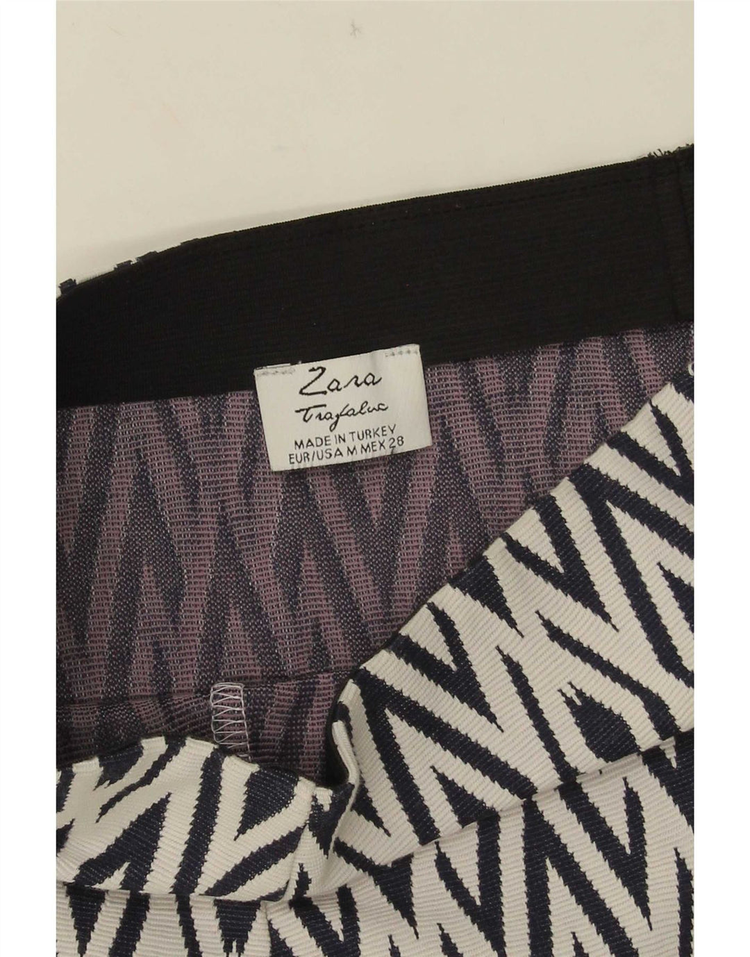 Zara Femme Trafaluc Mini Jupe Medium W28 Bleu Marine Géométrique