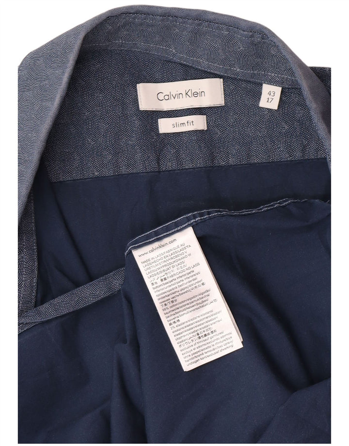 Calvin Klein Chemise slim à motif abstrait pour homme Taille 43 17 XL Bleu marine