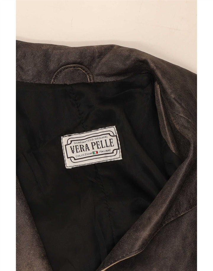 manteau en cuir femme vintage IT 42 Moyen Noir