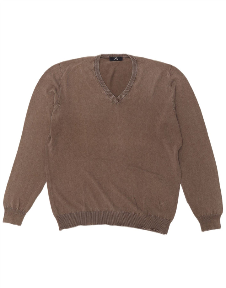 Fay Pull col V Homme IT 50 Gris Moyen Coton