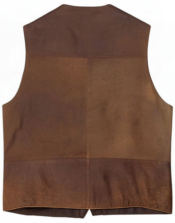 Vintage Gilet en cuir pour homme UK 44 2XL Marron