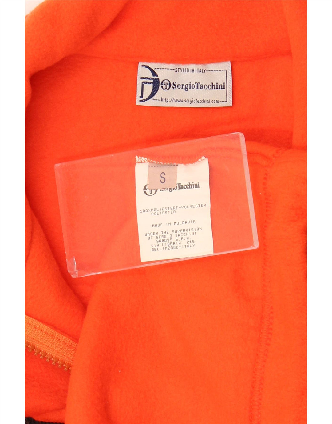 Sergio Tacchini Pull polaire à col zippé pour homme Petit Orange Polyester