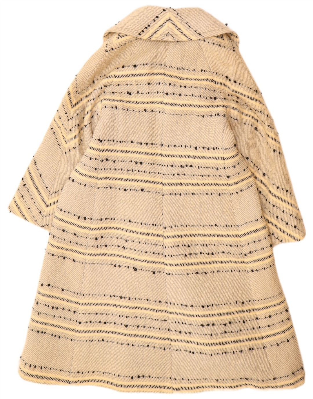 vintage Femme Pardessus IT 46 Grand Off White Rayé