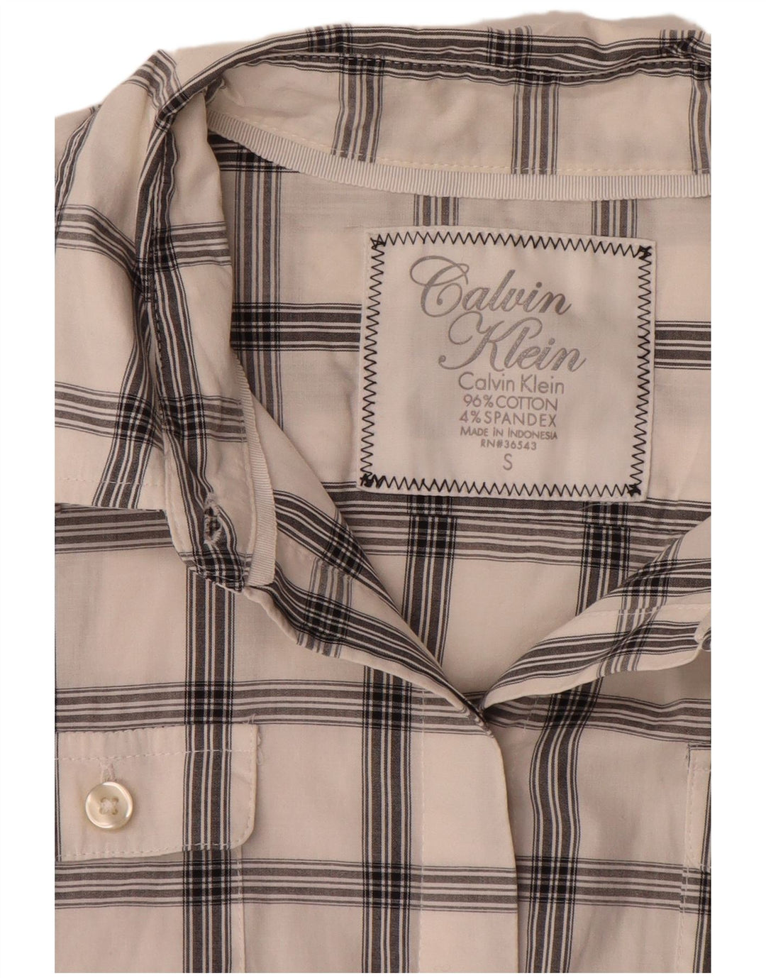 Calvin Klein Chemise Femme UK 10 Petit Coton à Carreaux Blanc