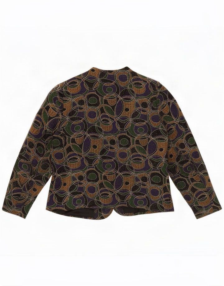 Vintage Womens Abstract Pattern Blazer Jacket UK 16 Large Multicolore