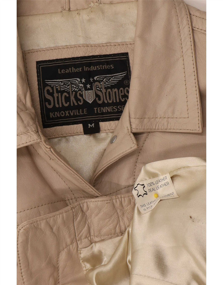 veste en cuir femme vintage UK 14 Beige moyen