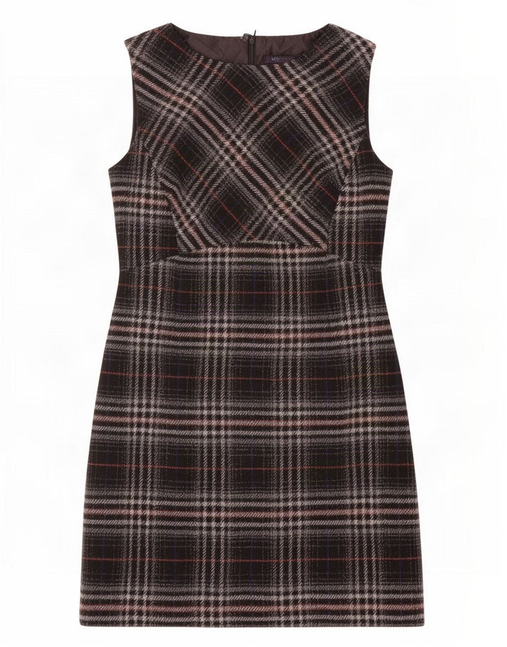 Marks & Spencer Robe droite sans manches pour femme UK 12 Medium Black Plaid