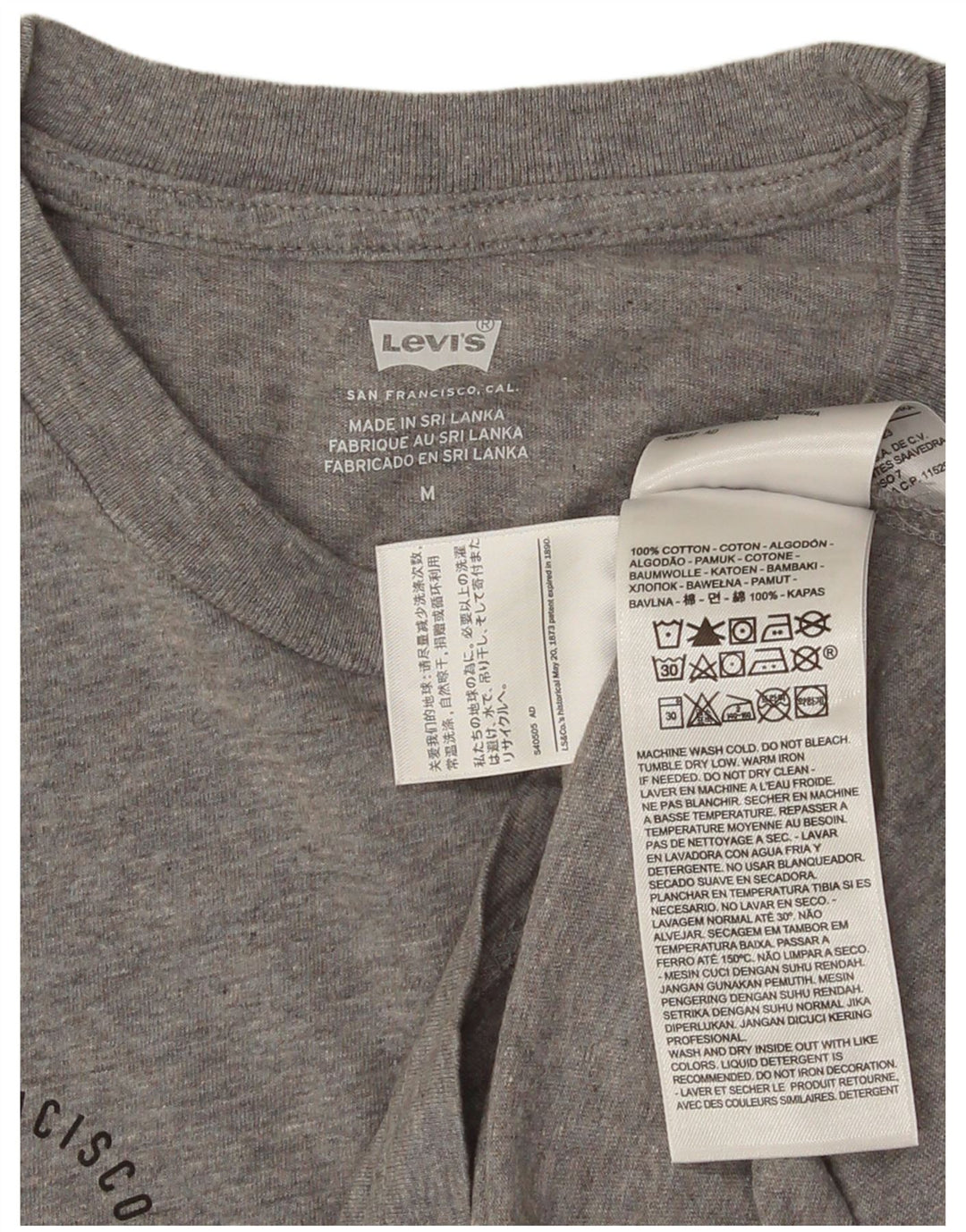 LEVI'S Tee-Shirt Graphique Homme Gris Moyen Moucheté Coton