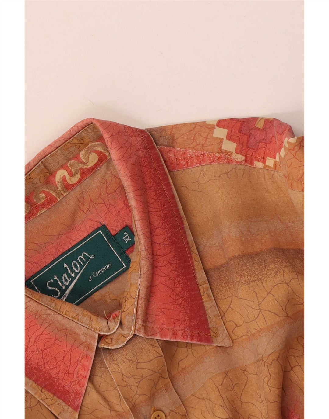 vintage Chemise à manches courtes pour hommes XL Beige Géométrique
