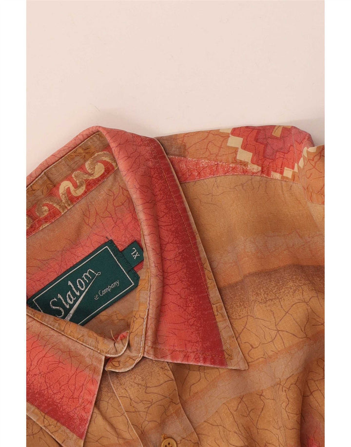 vintage Chemise à manches courtes pour hommes XL Beige Géométrique