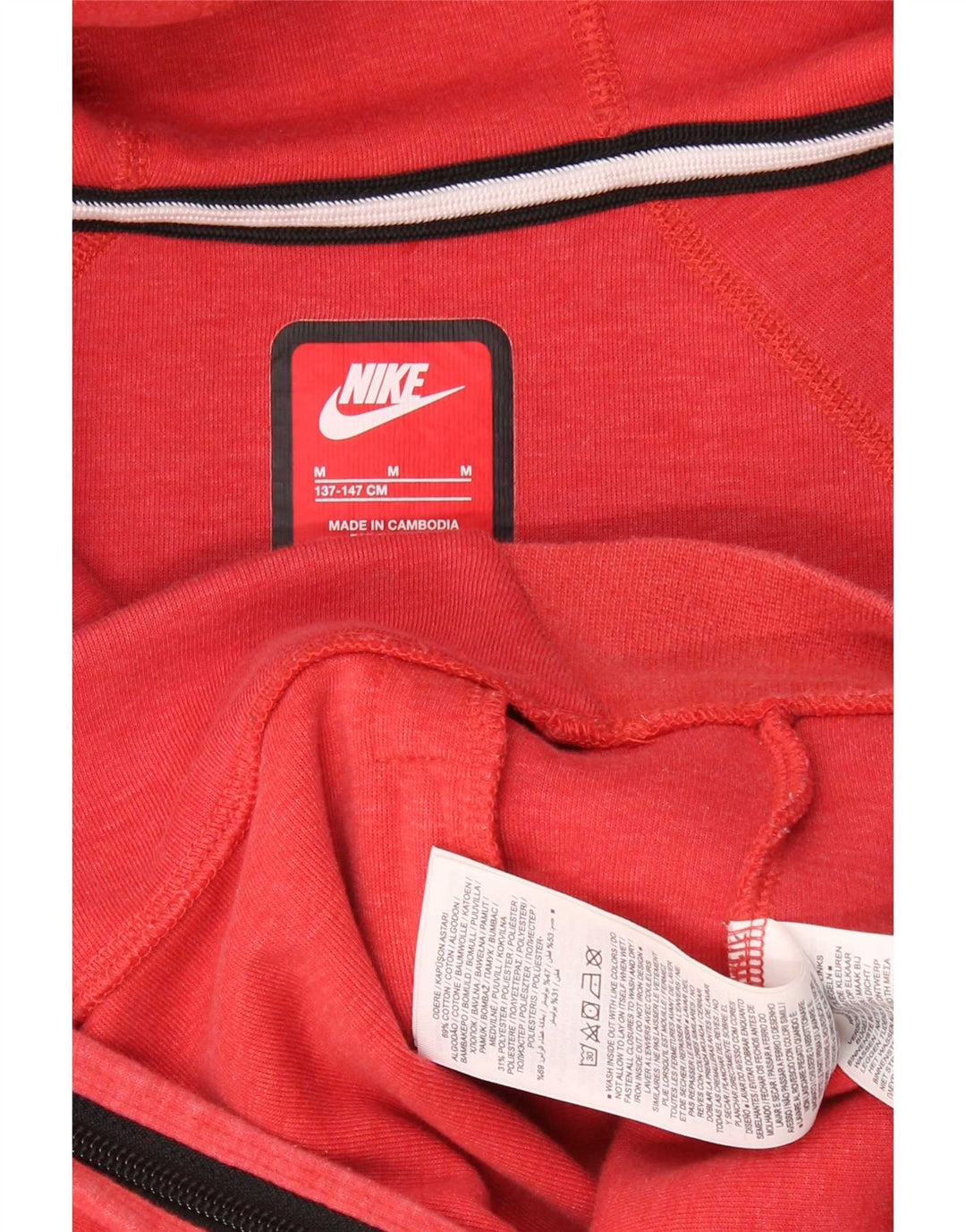 Nike Garçon Zip Sweat à capuche 10-11 ans Coton Rouge Moyen