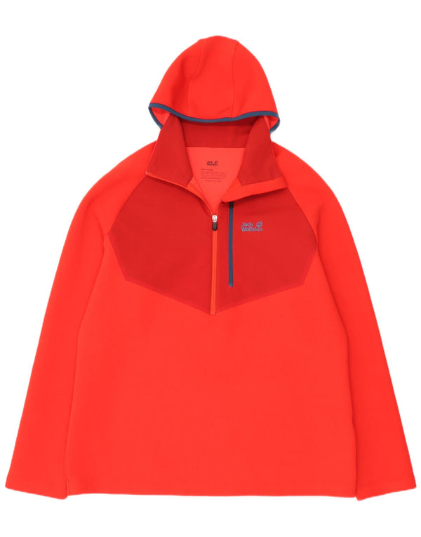 Jack Wolfskin Pull polaire à capuche et col zippé pour homme UK 48 3XL Rouge Colourblock
