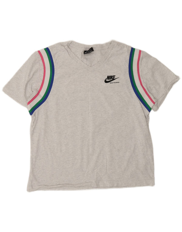 Nike Womens T-Shirt Top UK 16 Large Gris Colorblock Coton