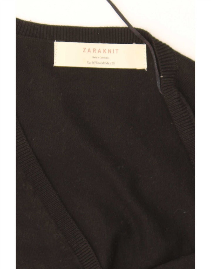 Zara Cardigan Femme Pull UK 12 Medium Noir