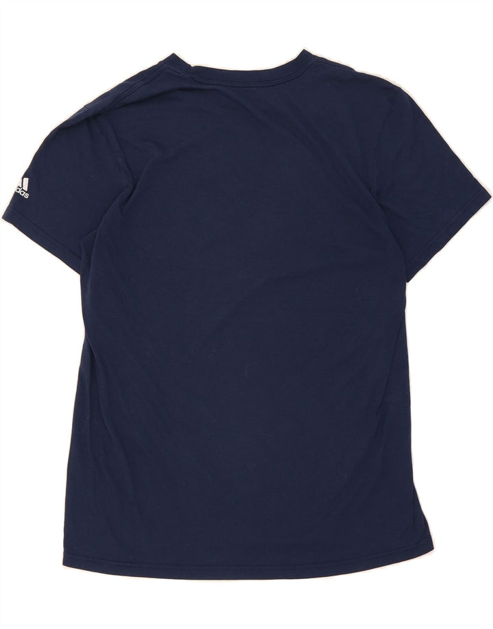 ADIDAS Womens Graphic T-Shirt Top UK 14 Medium Navy Blue Vintage Adidas and Second-Hand Adidas from Messina Hembry 