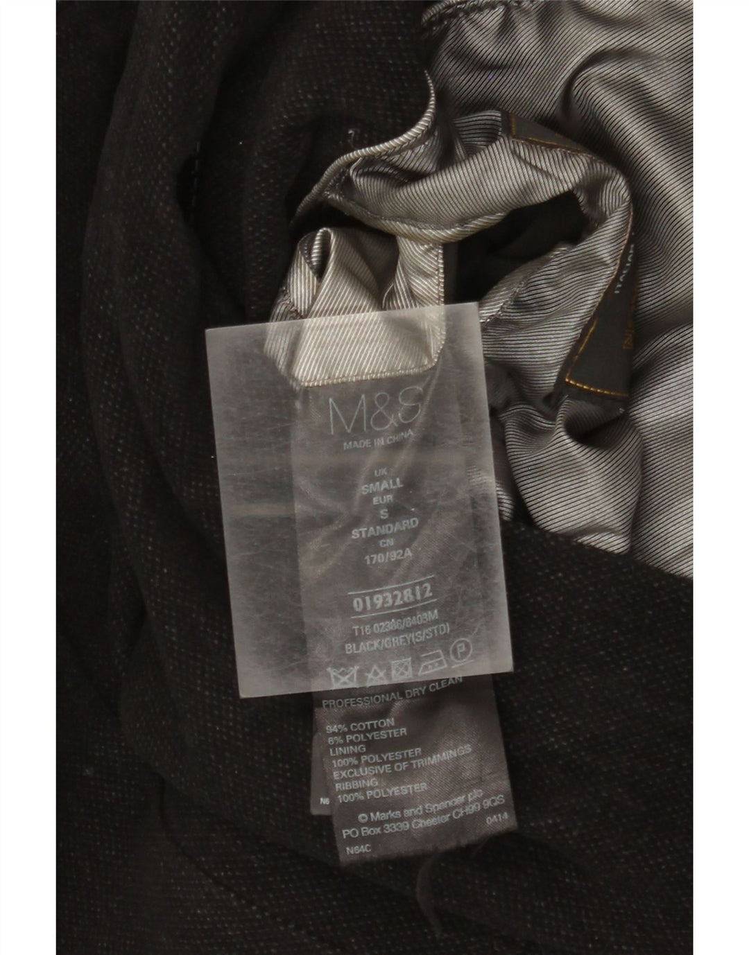 Marks & Spencer Veste militaire pour homme UK 36 Petit coton noir