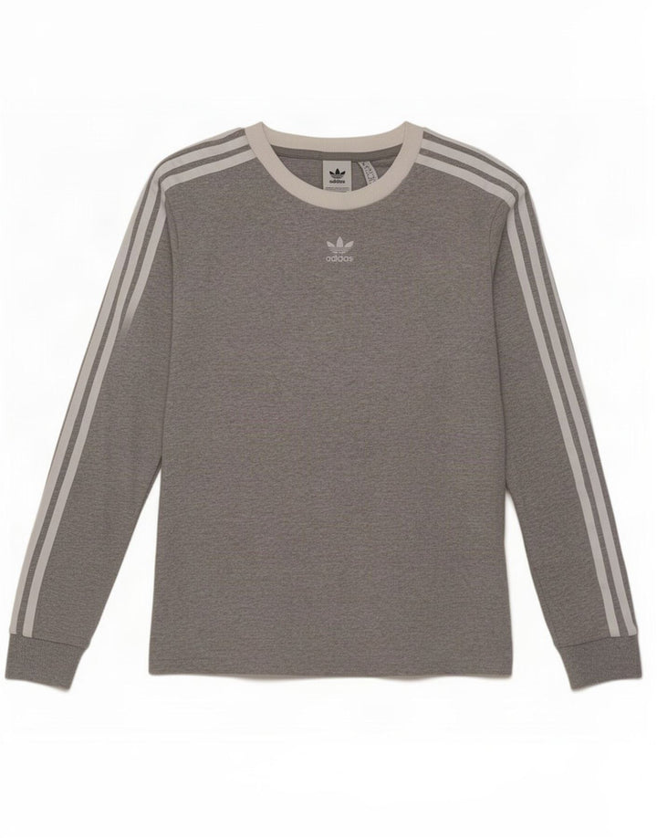 Adidas Haut à manches longues pour femme UK 10 Petit Gris Coton